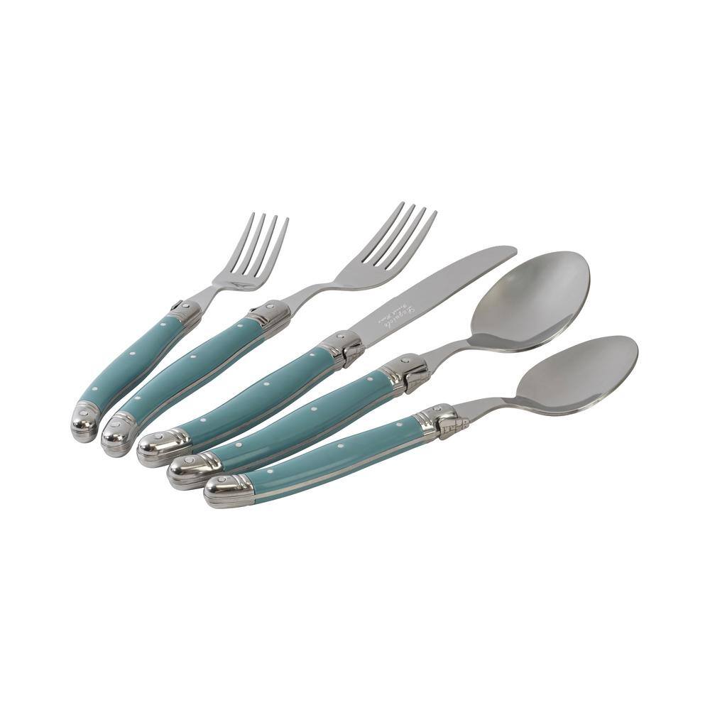 French Home Laguiole 20-Piece Aegean Teal Stainless Steel Flatware Set (Service for 4) LG132