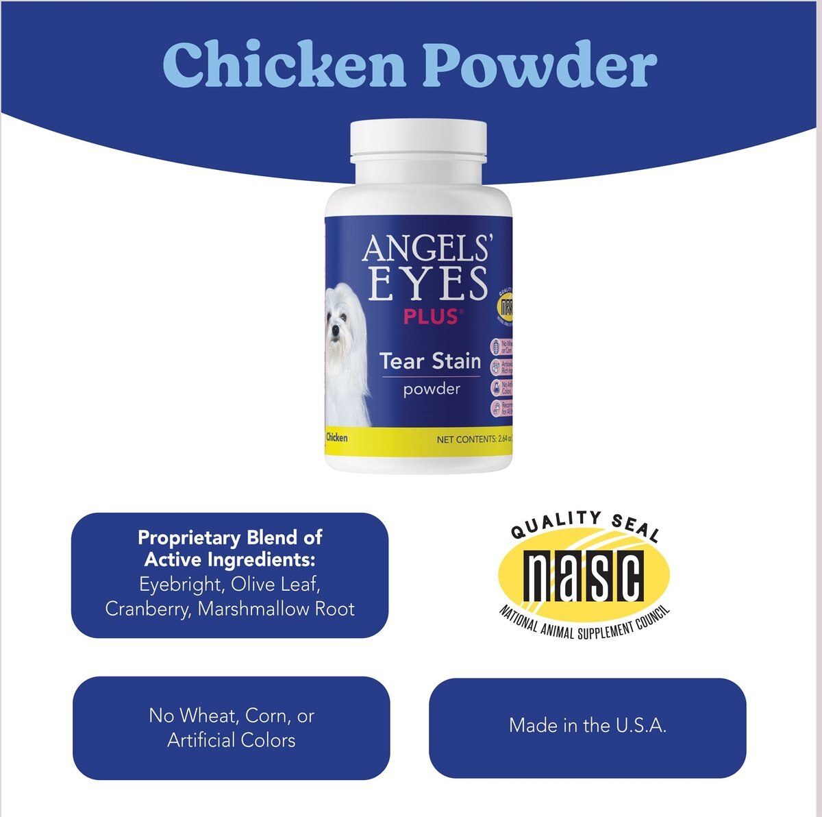 Angels' Eyes Plus Chicken Flavored Powder Tear Stain Supplement for Dogs and Cats