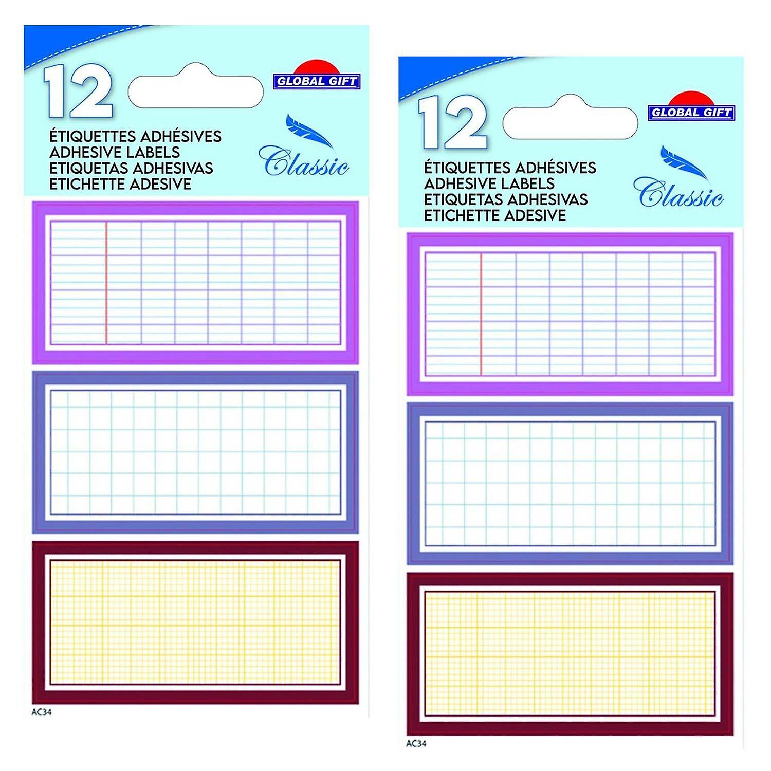 24 school adhesive labels - Squared notebook effect - pink tones