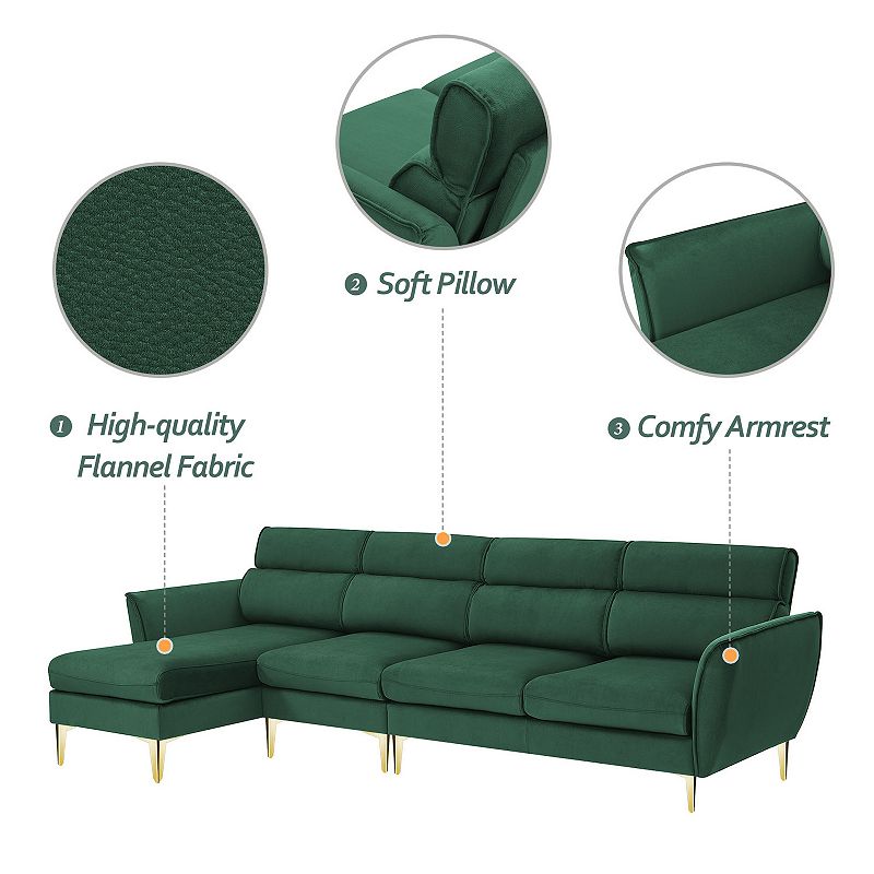 F.c Design Convertible Sectional Sofa Couch， Flannel L Shape Furniture With Left/right Handed Chaise