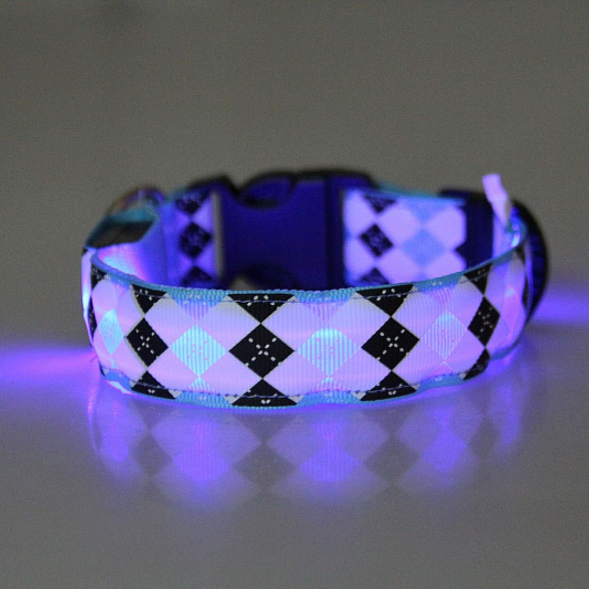 Petsonik Rechargeable LED Plaid Design Dog Collar