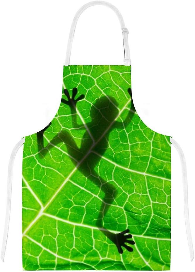 Insulation Kitchen Oven Mitts Potholder Apron 3pcs Set Frog Shadow On Leaf Non Slip Heat Resistant Gloves For Baking Cooking Bbq