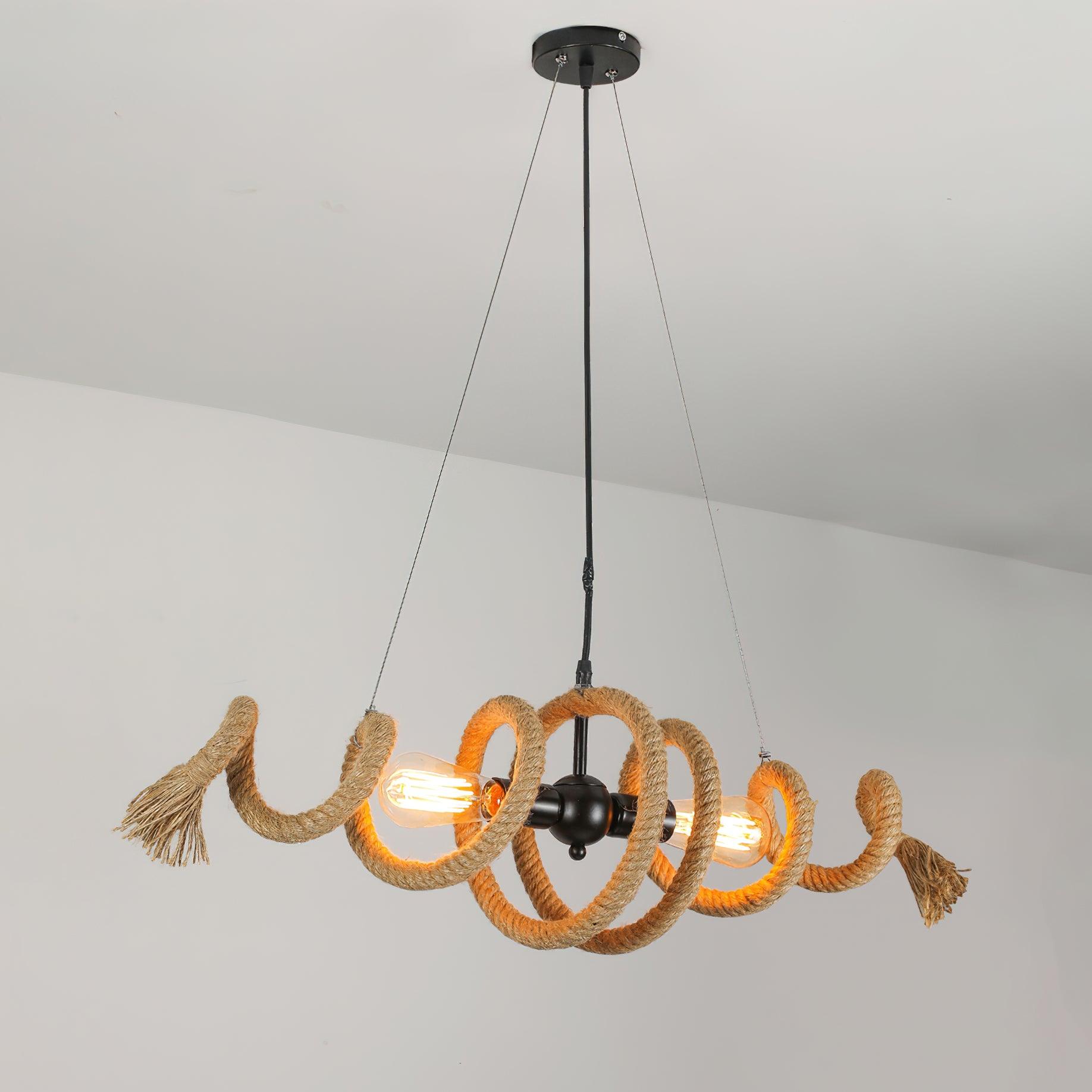 Hemp Rope Industrial Spiral Chandelier