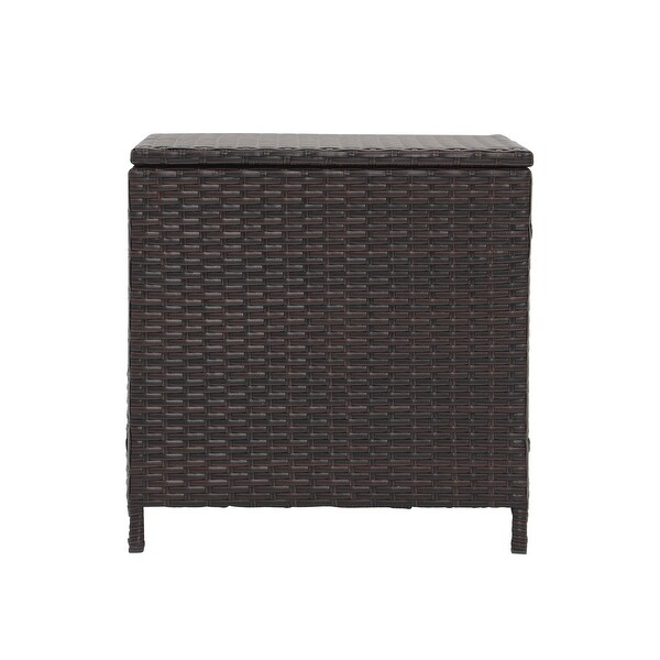 Outdoor Wicker Side Table with Storage