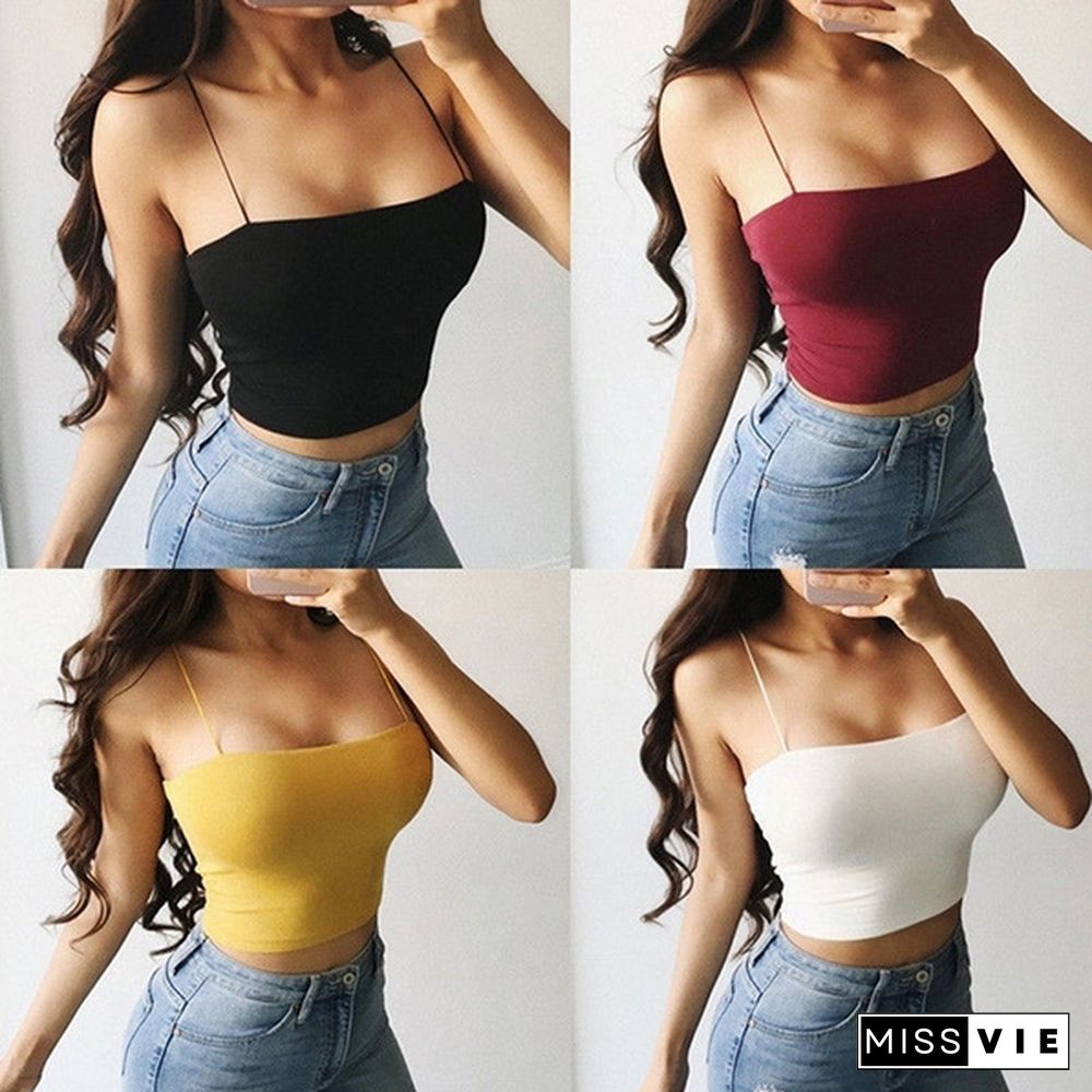 Women Summer Casual Tank Vest Blouse Sleeveless Crop Tops T-Shirt