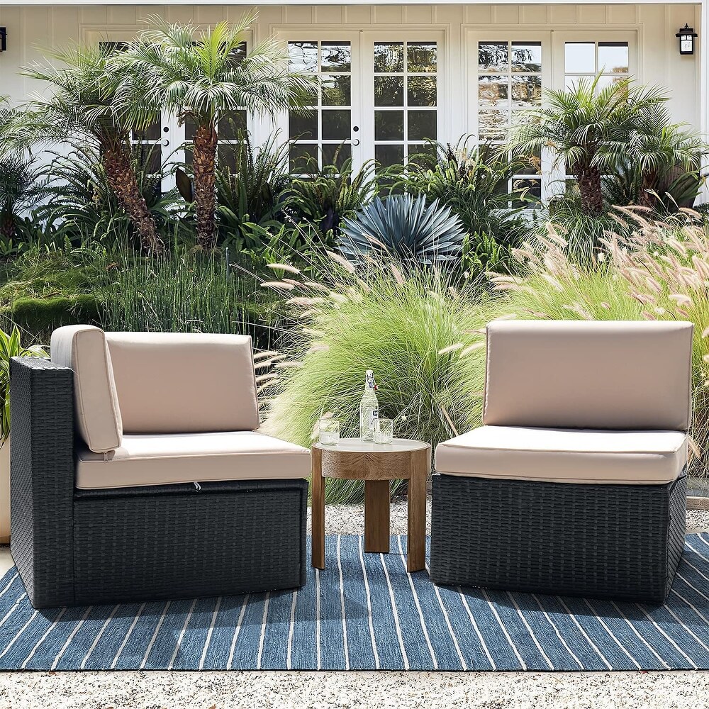 Homall 2 Pieces Patio Furniture Set PE Rattan Sofa Chair Set  Beige