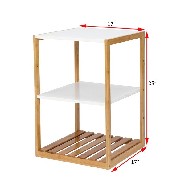 3-Layer Bamboo Side Table， Standing Coffee Table Living Room End Table