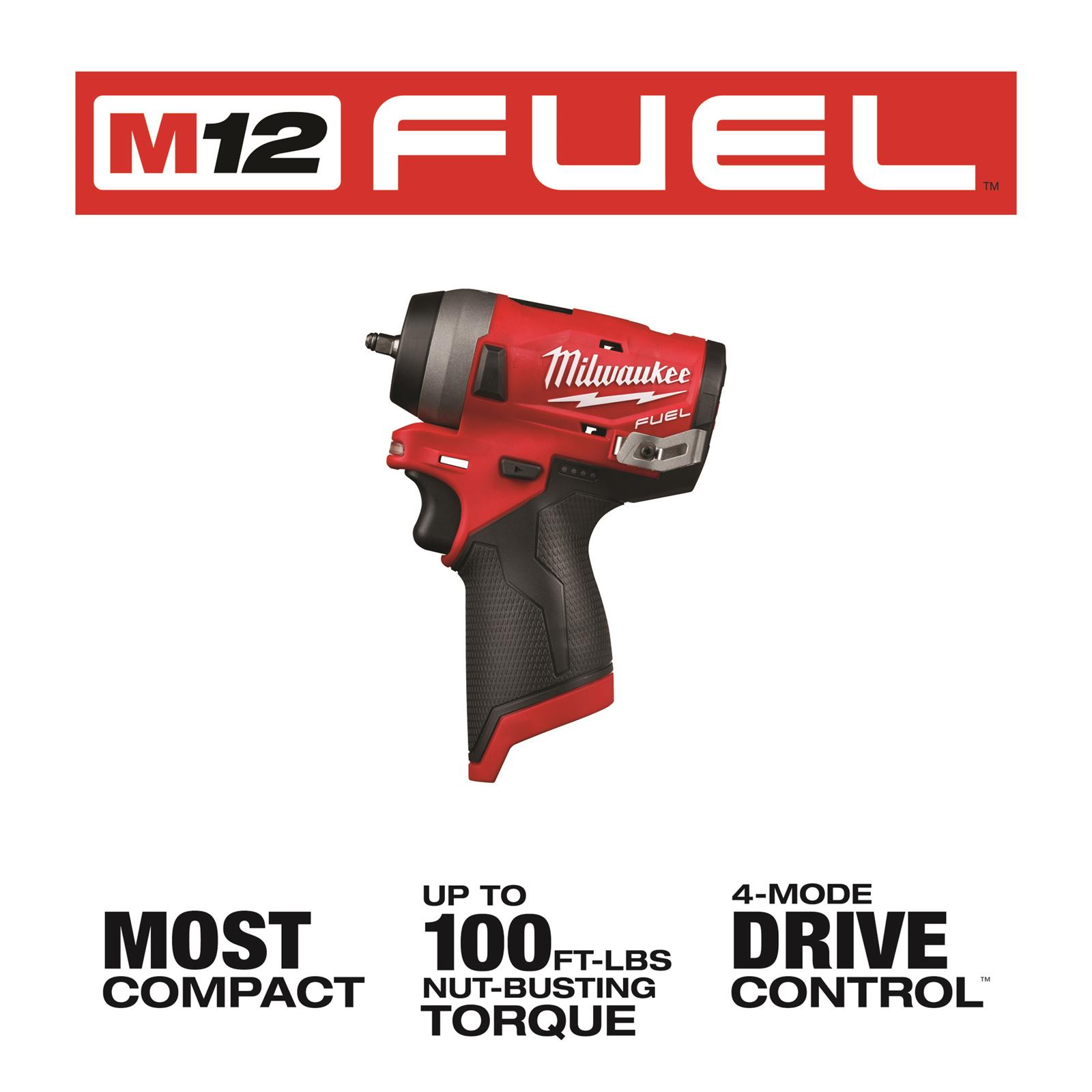 Milwaukee Tool 2552-20 Milwaukee M12 FUEL Stubby Impact Wrenches