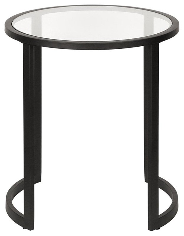 Maklaine Contemporary Metal Double Circular Side Table in Black and Bronze   Transitional   Side Tables And End Tables   by Homesquare  Houzz