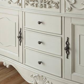 Home Decorators Collection Winslow 60 in. W x 22 in. D Bath Vanity in Antique White with Vanity Top in White Marble with White Basins BF-27004-AW