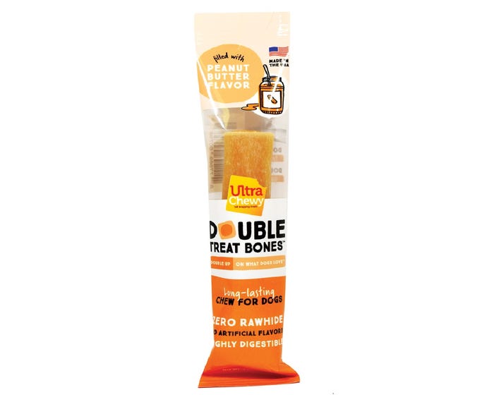 Ultra Chewy Double Treat Bones™ Peanut Butter Flavor Dog Treat， 1 Count