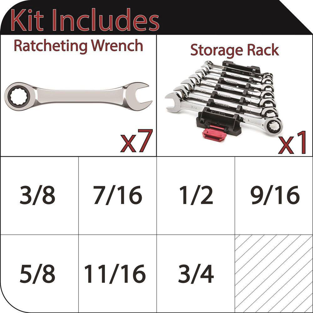 Husky Ratcheting SAE Combination Wrench Set (7-Piece) HRW7PCSAEN