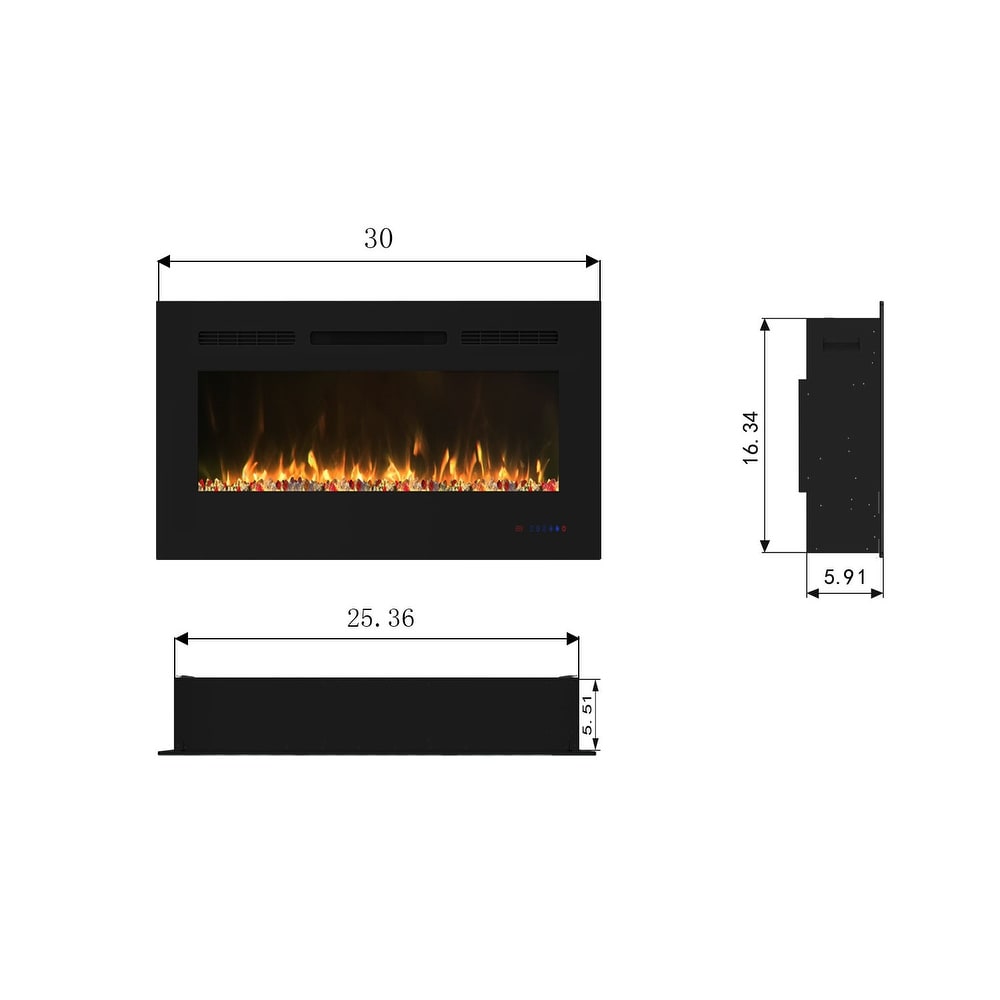 Clihome 30'' Built in and Wall Mounted Electric Fireplace   30 in.