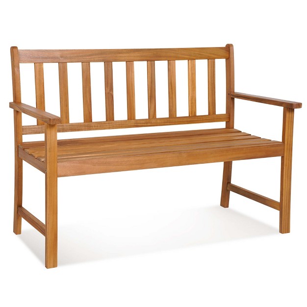 Costway 2 person Slatted Bench Patio Acacia Wood Loveseat 800 Lbs Outdoor Natural