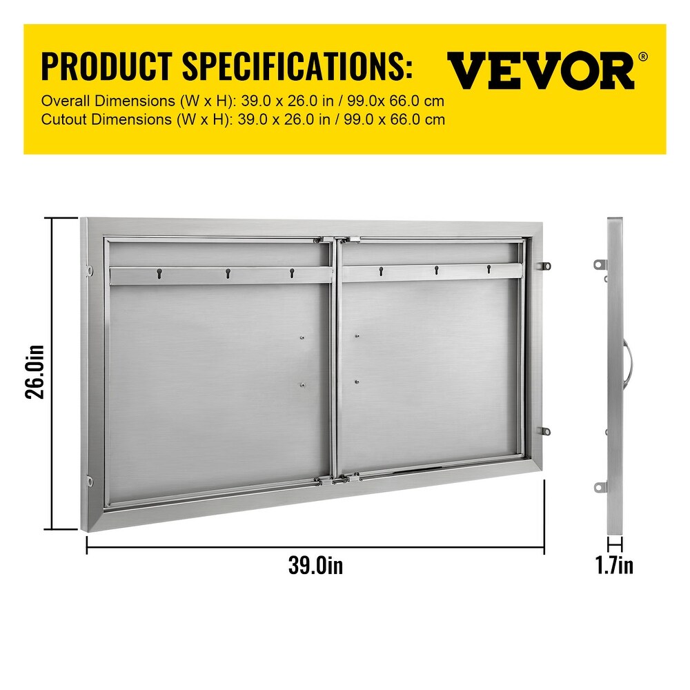 VEVOR 304 Stainless Steel Double Door with Paper Towel Holder for Outdoor Kitchen   Silver