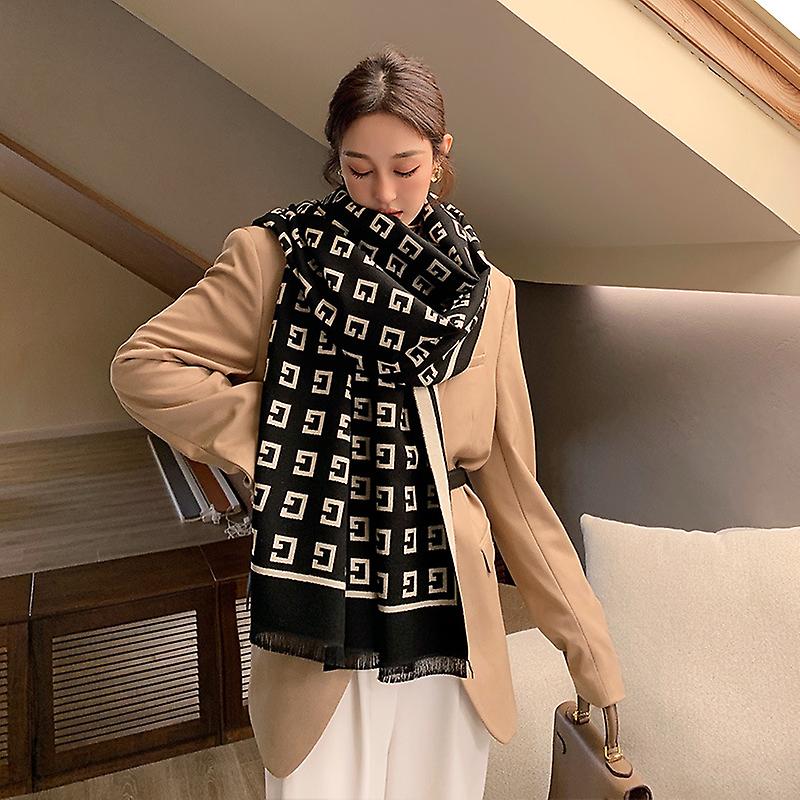 Women's Scarf Autumn And Winter New Artificial Cashmere Scarf Geometric Printed Shawl European And American Street Scarf Winter Women's