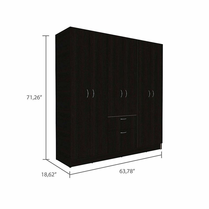 Guajira Six Door Armoire， Three Cabinets ， Hidden Drawer Shoes