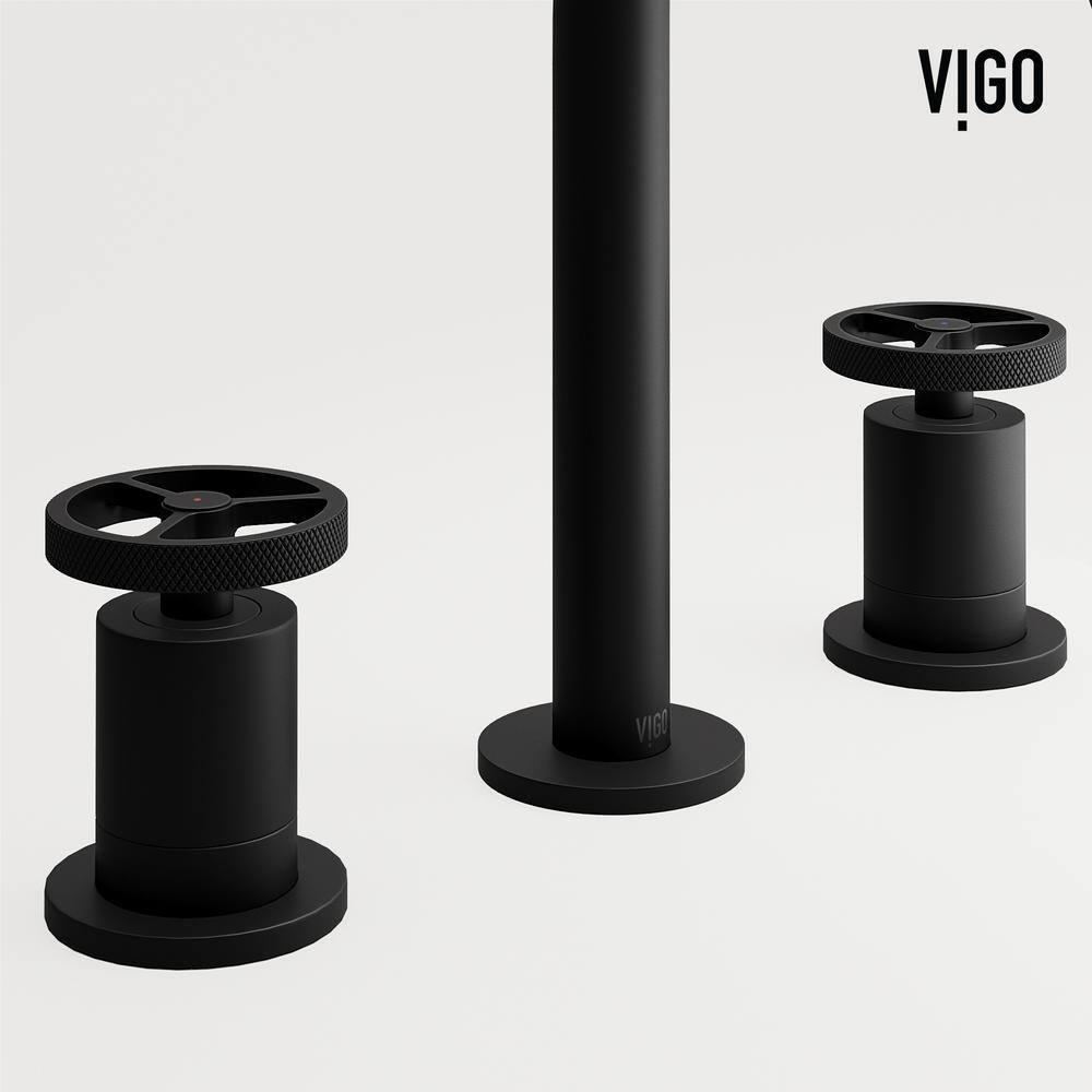 VIGO Cass Two Handle ThreeHole Widespread Bathroom Faucet in Matte Black