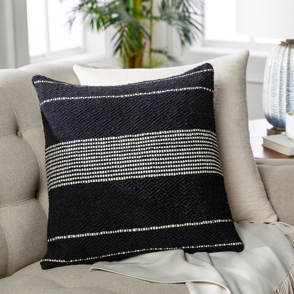 Talhah Simple Black and White Cotton Throw Pillow