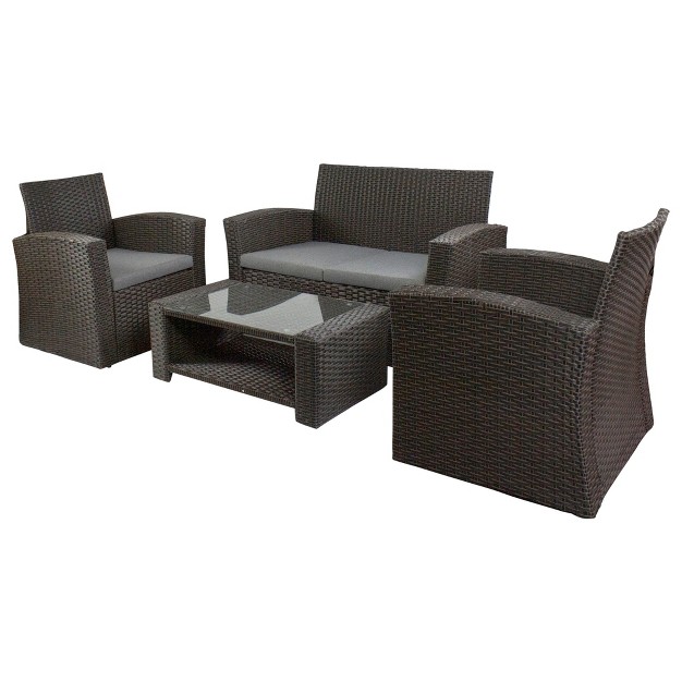 Northlight 4 piece Georgetown Resin Wicker Outdoor Patio Conversation Set With Cushions