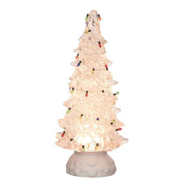 Transpac Artificial 12 In Off white Christmas Plastic Light Up Glitz Tree With Vintage Lights