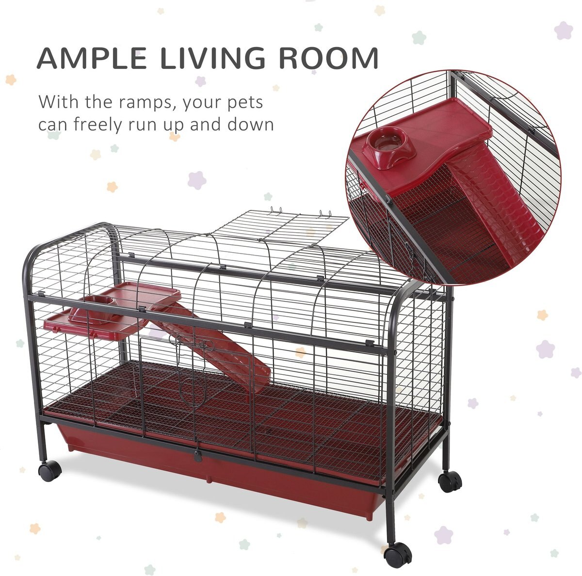 PawHut Platform and Ramp Small Pet Cage