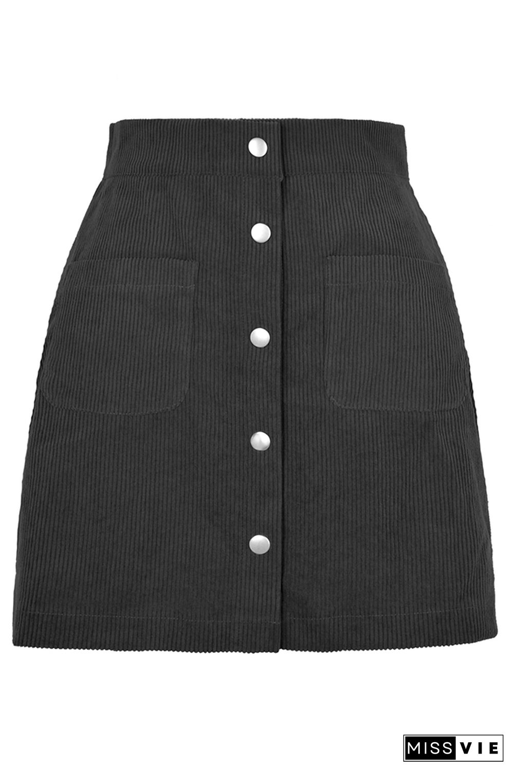 Corduroy Button Pockets Skirt Dress