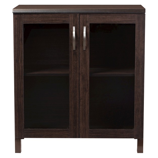 Sintra Modern And Contemporary Sideboard Storage Cabinet With Glass Doors Dark Brown Baxton Studio