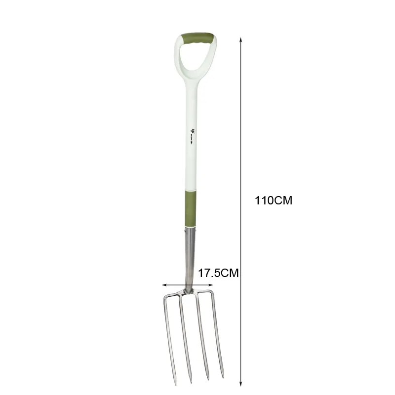 Worth Heavy Duty Stainless Steel Head TPR Grip D shape Handle Garden Hand Tools Fork