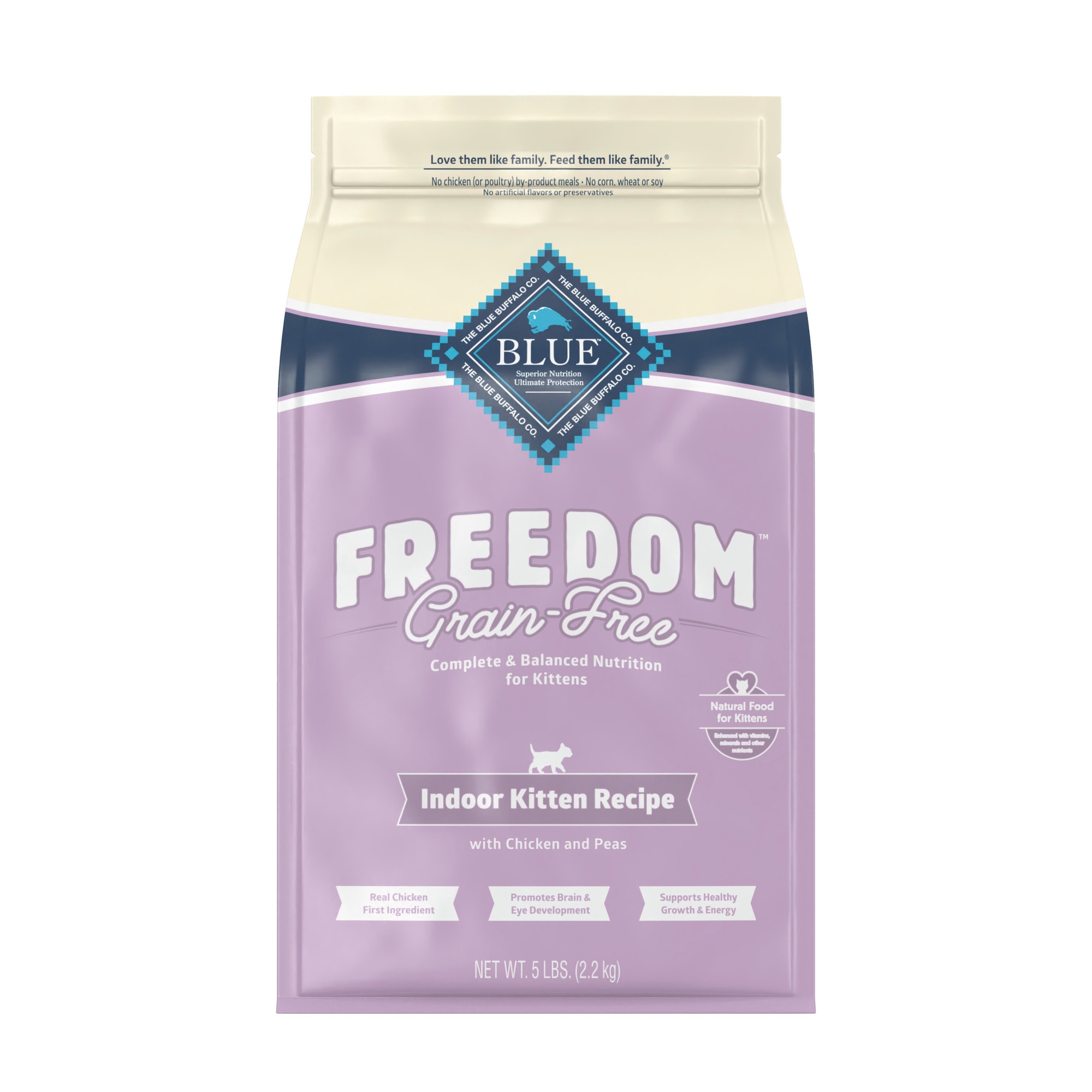 Blue Buffalo Blue Freedom Grain-Free Indoor Kitten Chicken Recipe Dry Cat Food， 5 lbs.