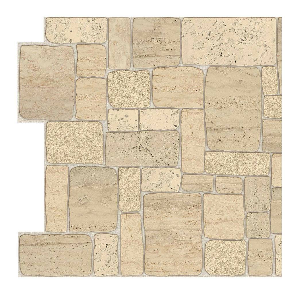 Dundee Deco 3D Falkirk Retro 1100 in. x 39 in. x 20 in. Light Beige Faux Limestone PVC Decorative Wall Paneling (10-Pack) GRHDTP10009507-10