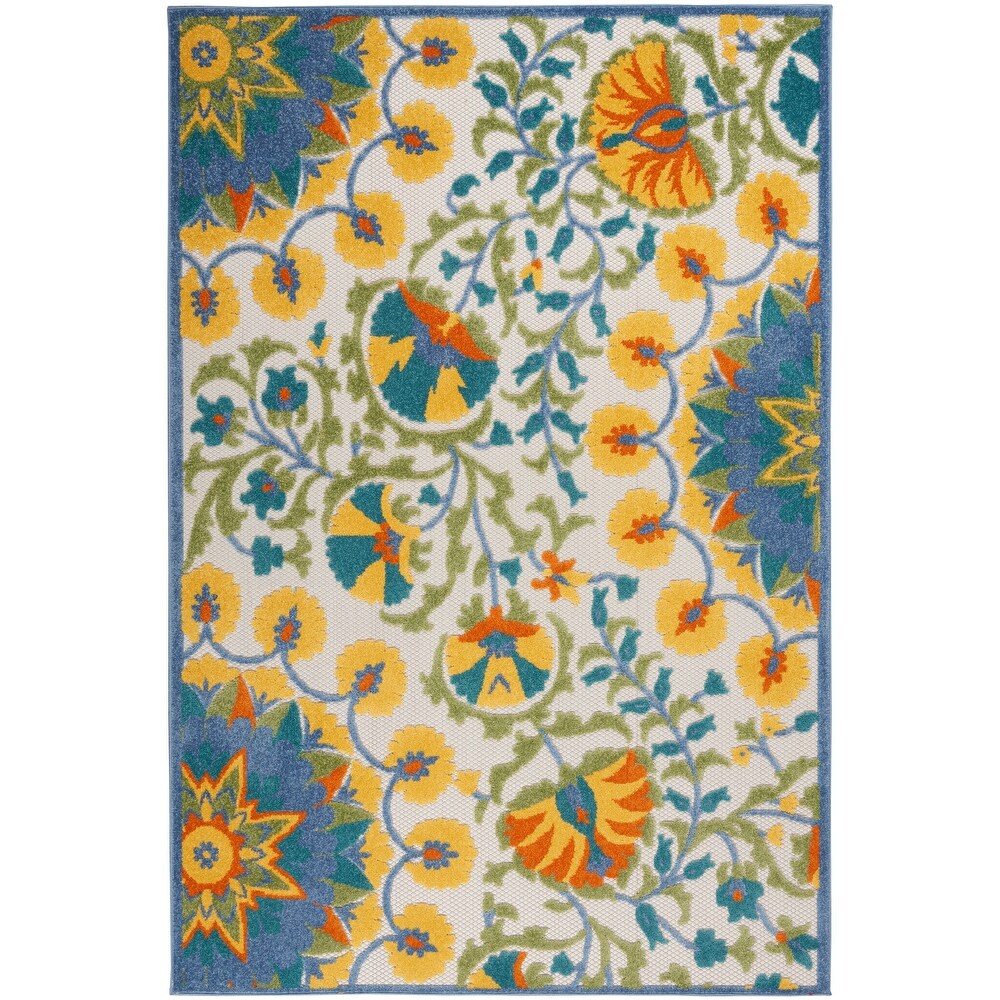 Nourison Aloha Modern Floral Vibrant Multicolored Indoor/Outdoor Area Rug