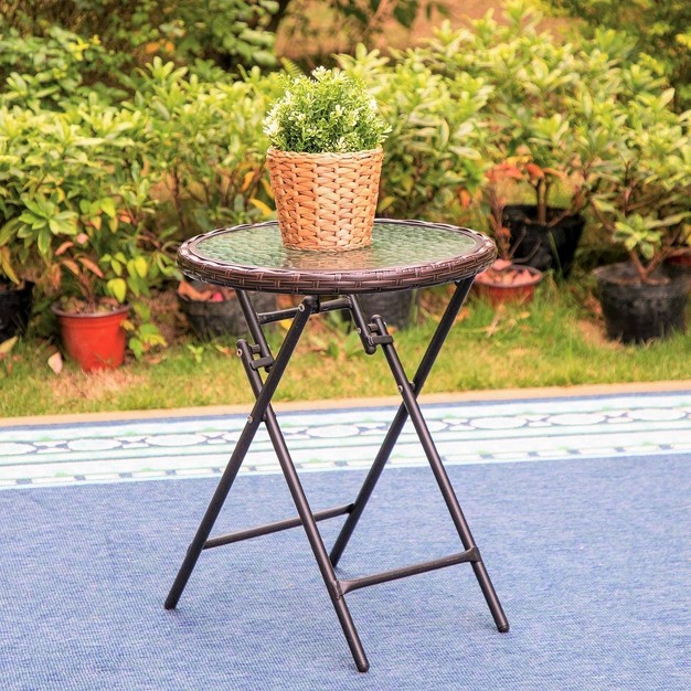 Outdoor Coffee Table With Rattan Tabletop Captiva Designs