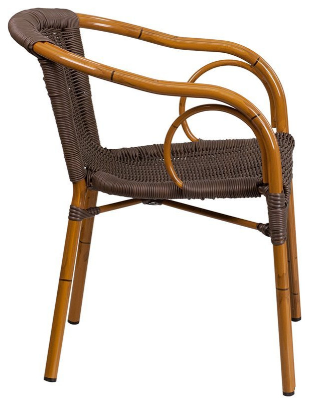 Flash Furniture Rattan Chair Aluminum Frame In Dark Brown and Red Bamboo   Contemporary   Dining Chairs   by BisonOffice  Houzz