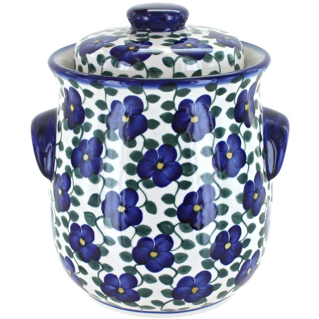 Blue Rose Polish Pottery 37a Wr Unikat Cookie Jar