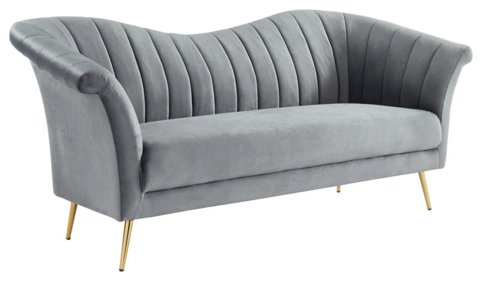 Hazel Modern Gray Fabric Sofa   Midcentury   Sofas   by Rustic Home Furniture Deco  Houzz