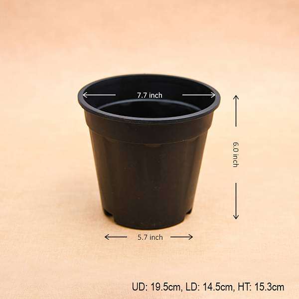 7 inch (18 cm) Grower Round Plastic Pot (Black) (set of 6)