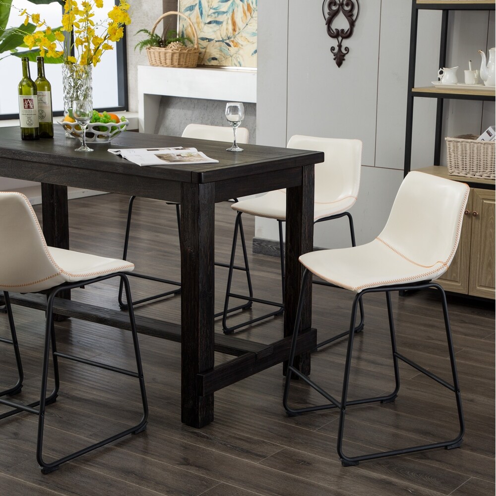 Roundhill Furniture Lotusville 7 pc. Counter height Black Wood Dining Set