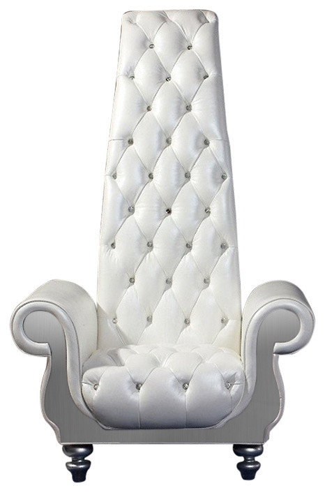 Divani Casa Luxe Neo Classical Pearl White Italian Leather Tall Chair   Traditional   Armchairs And Accent Chairs   by Modern Miami Furniture  Houzz