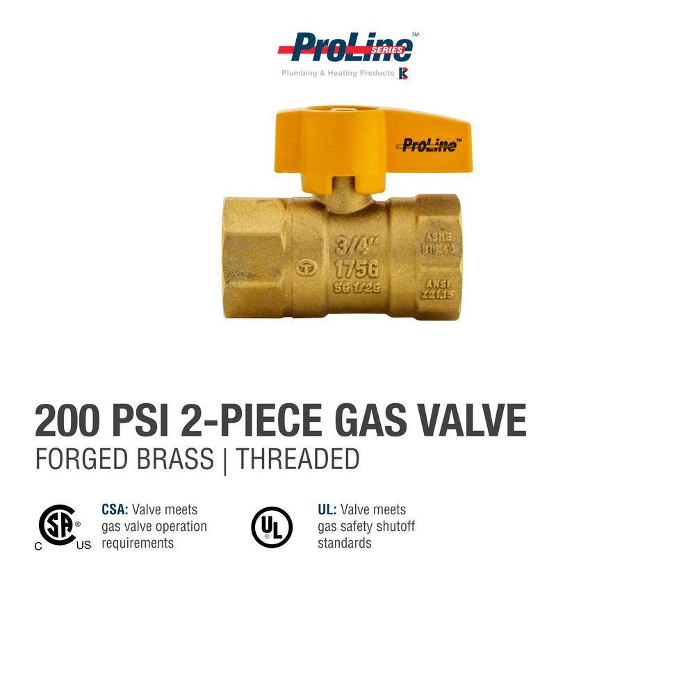 ProLine Series 34 in. Brass FPT 2-Piece Gas Valve 110-224HN