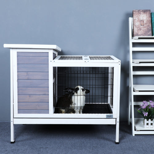 Guinea Pig Cage Bunny Cage Bunny Hutch Guinea Pig Hutch with Pull Out Tray Grey   Solid Wood