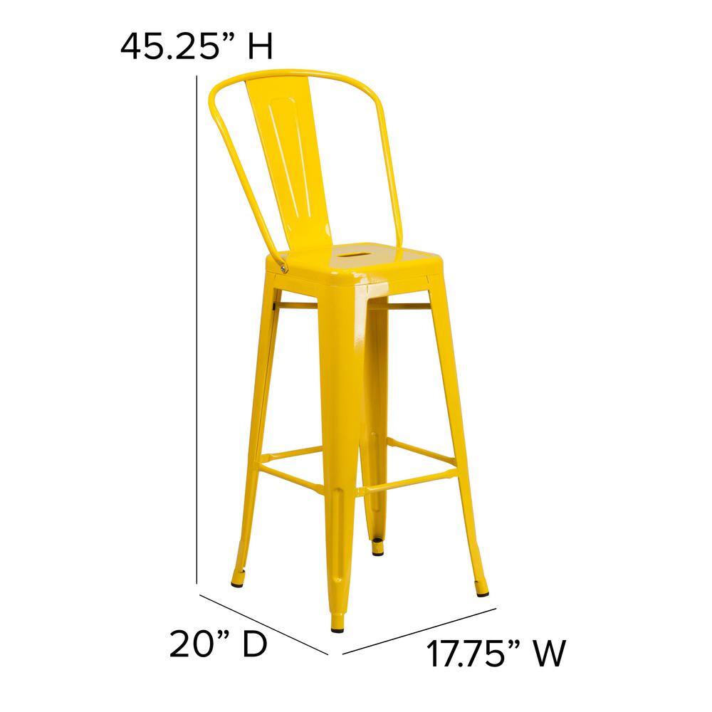 Flash Furniture 30.25 in. Yellow Metal Bar Stool CH3132030GBYL