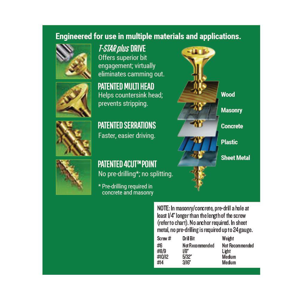 SPAX #8 x 2-12 in. Yellow Zinc Coated T-Star Plus Drive Undercut Flat Head Multi-Purpose Screw (133-Pack) 4191020400604