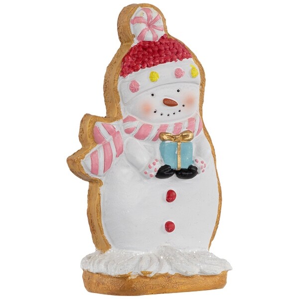 Gingerbread Snowman with Present Christmas Figurine