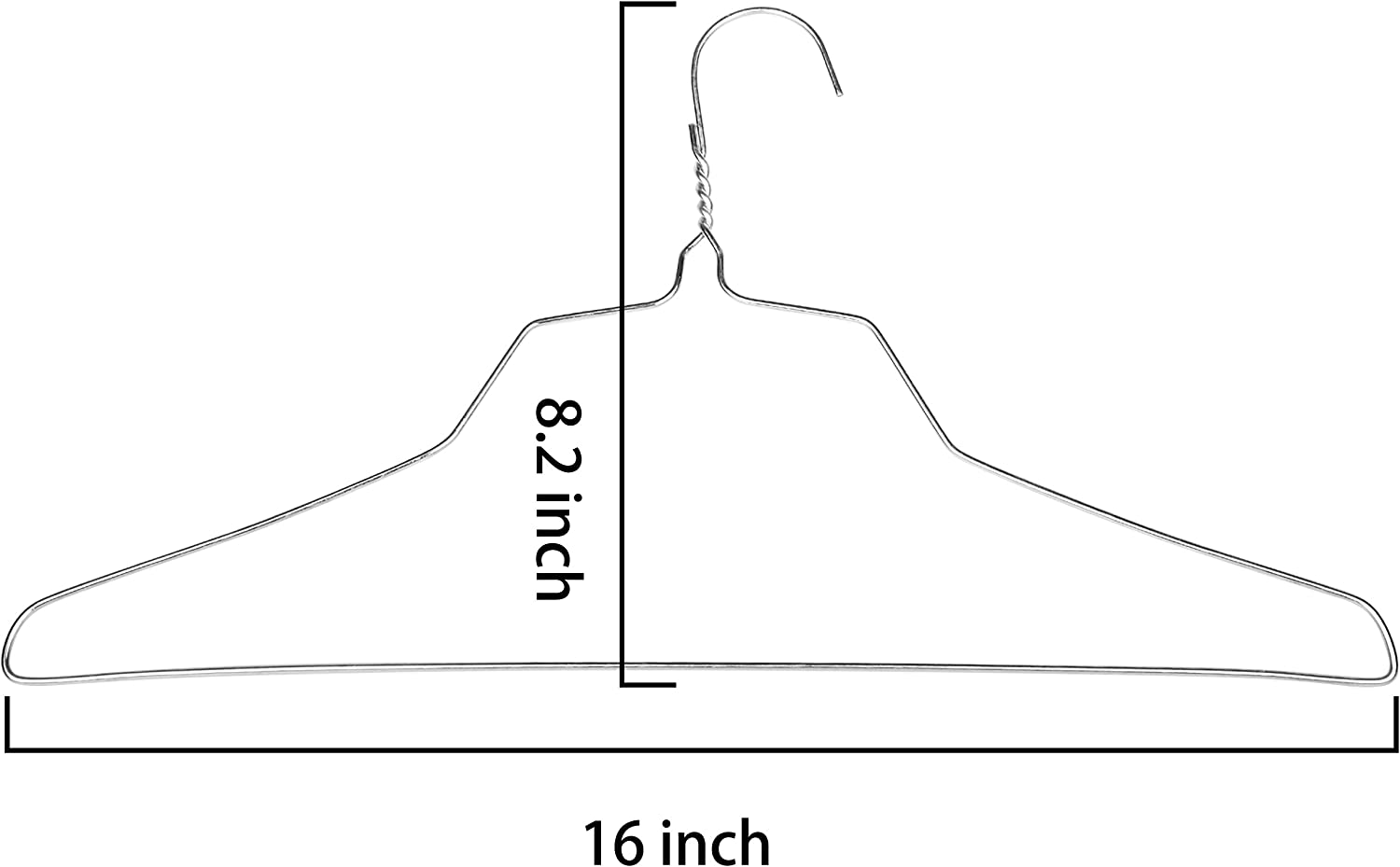 EMART Wire Hangers 100 Pack, Metal Wire Clothes Hanger Bulk for Coats, Space Saving Metal Hangers Non Slip 16 Inch 12 Gauge Ultra Thin， for Standard Size Suits, Shirts, Pants, Skirts