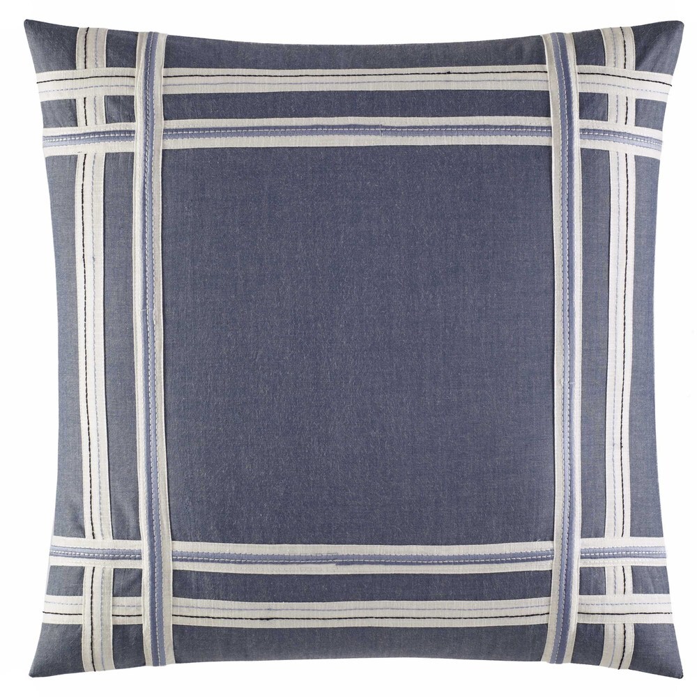 Nautica Fairwater Applique Cotton Blue Square Throw Pillow