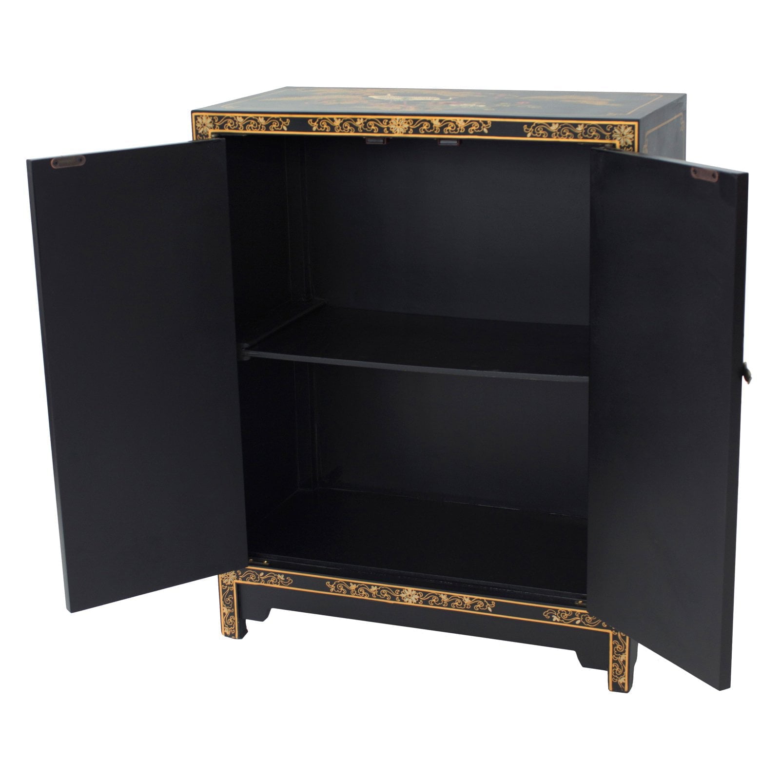 Oriental Furniture Black Lacquer Cabinet