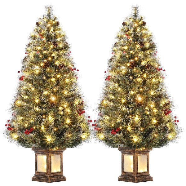 2pcs 4.5ft Artificial Christmas Tree，Prelit Christmas Tree for Party Decoration with 108 Warm White LED Lights