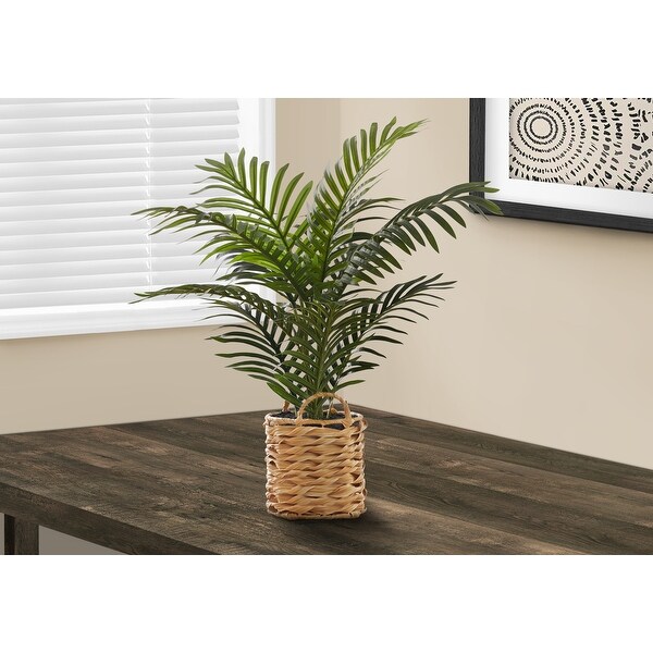 Artificial Plant，24 Tall，Palm，Indoor，Faux，Fake，Table，Floor，Greenery，Potted，Real Touch，Decorative，Green Leaves