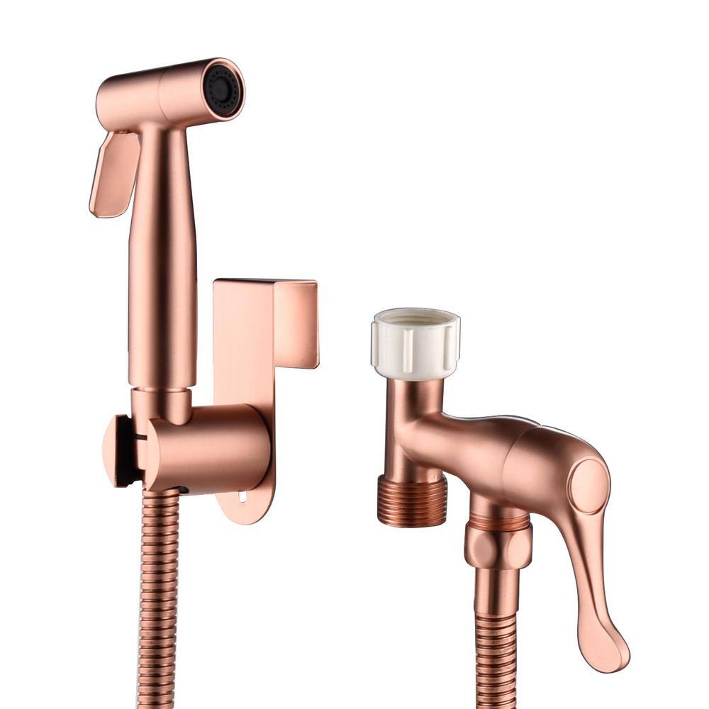 Amucolo Non-Electric Bidet Sprayer for Toilet Handheld Cloth Bidet Attachment Diaper Sprayer in. Rose Gold YeaD-CYD0-1T8